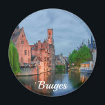 Aimant Vieille ville et beffroi la nuit à Bruges Magne<br><div class="desc">Peinture de la vieille ville de Bruges et tour du Beffroi la nuit,  Bruges,  Belgique</div>