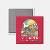 Aimant Vienne Autriche Emblème rétro Voyage (Recto/Verso)