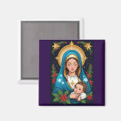 Aimant Vierge catholique chrétienne Marie Noël (Recto/Verso)