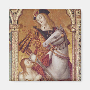Aimant Vierge et enfant avec des solides solubles.