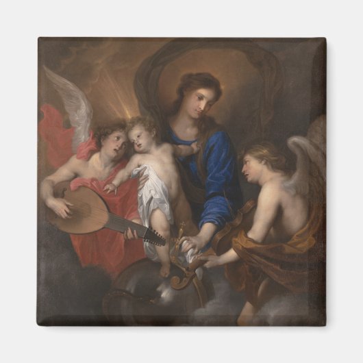 Aimant Vierge et enfant avec musique faisant des anges (Devant)