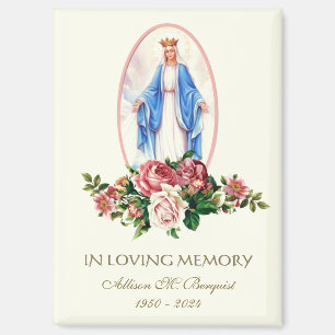 Aimant Vierge Marie Mémorial funéraire catholique Floral