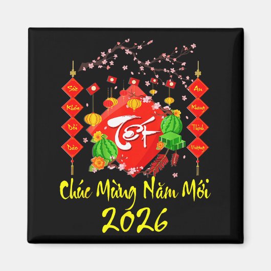Aimant Vietnamese Lunar New Year 2026 Tet Viet Chuc Mung  (Devant)