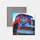 Aimant Vieux camion rouge (Recto/Verso)