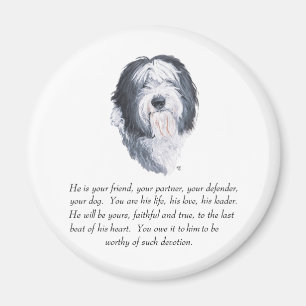Aimant Vieux chien de berger anglais Souvenir - Mâle
