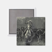 Aimant Vieux Cowboys, Un Stampage par Frederic Remington (Recto/Verso)