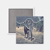 Aimant Vieux éléphant gris marchant (Recto/Verso)