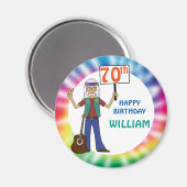 Aimant Vieux Hippie Hippy Tie Dye 70e fête d'anniversaire (Recto/Verso)