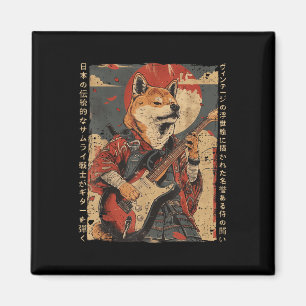 Aimant Vieux Oeuvre Japonaise Samurai Chien Jouant L'Élec