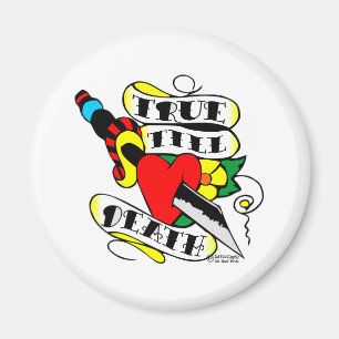 Aimant Vieux tatouage de Skool vrai jusqu'au coeur de