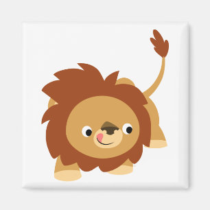 Aimant vif mignon de lion de bande dessinée