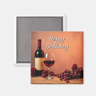 Aimant Vignoble élégant Joyeux Anniversaire Vin & Raisins
