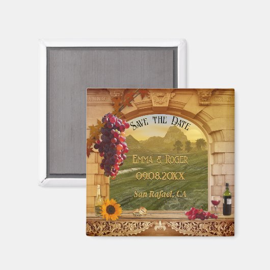 Aimant Vignoble italien classique automne Enregistrer la  (Recto/Verso)