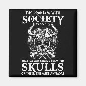 Aimant Viking Nordic Valhalla Odin Funny Problème de soci (Devant)