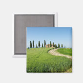 Aimant Villa ferme avec cyprès en Toscane (Recto/Verso)