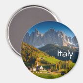 Aimant Village de Dolomites dans l'aimant d'automne avec  (Recto/Verso)