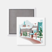 Aimant Village d'hiver à Noël (Recto/Verso)