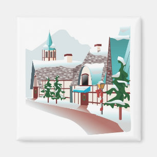 Aimant Village d'hiver à Noël