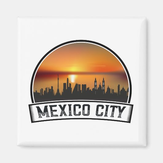 Aimant Ville de Mexico CDMX Vintage Sunset (Devant)