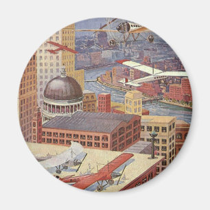 Aimant Ville de science-fiction vintage, Victorian Steam 