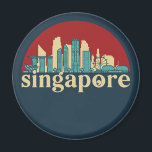 Aimant Ville de Singapour Vintage Skyline Cityscape Art<br><div class="desc">Design urbain vintage et rétro avec une belle skyline, attraction touristique et art urbain. gratte-ciel Cool et silhouette de construction merchandises pour touristes et voyageurs. Parfait comme souvenir à rapporter à la maison lorsque vous voyagez dans le monde entier. Enregistrez la mémoire de votre voyage et de vos vacances en...</div>