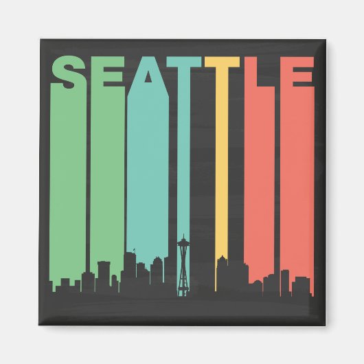 Aimant Ville vintage de Seattle (Devant)
