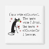 Aimant Vin passionné amusant Citation avec chat (Devant)