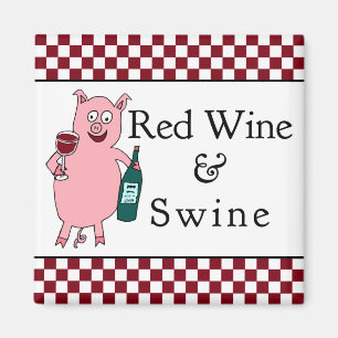 Aimant Vin rouge et porcs