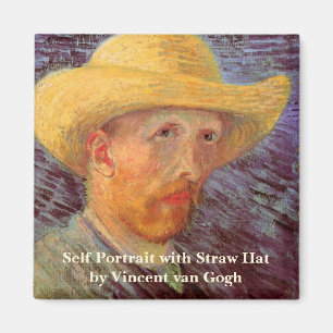 Aimant Vincent van Gogh Autoportrait avec Casquette paill