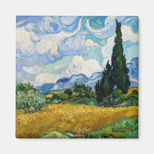 Aimant Vincent Van Gogh - Champ de blé avec cyprès (Devant)