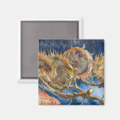 Aimant Vincent van Gogh - Fleurs de soleil coupées en qua (Recto/Verso)