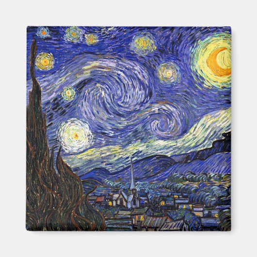 Aimant Vincent Van Gogh - Le Starry Night Fine Art (Devant)