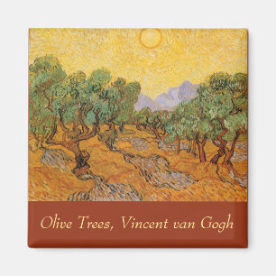 Aimant Vincent van Gogh - Oliviers, Ciel Jaune et Soleil