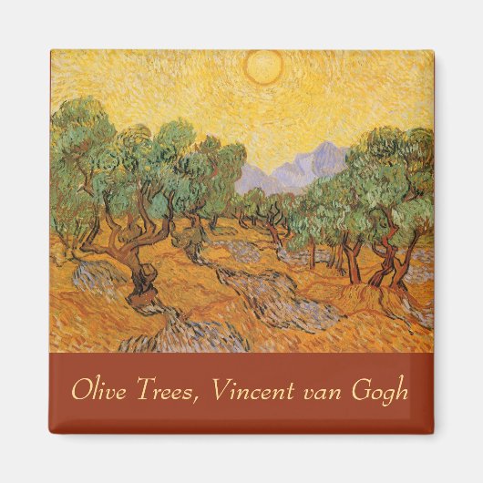 Aimant Vincent van Gogh - Oliviers, Ciel Jaune et Soleil (Devant)