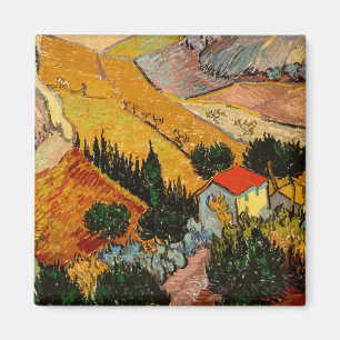 Aimant Vincent van Gogh - Paysage, Maison et Laboureur