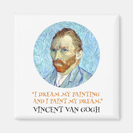 Aimant Vincent Van Gogh Portrait avec citation (Devant)