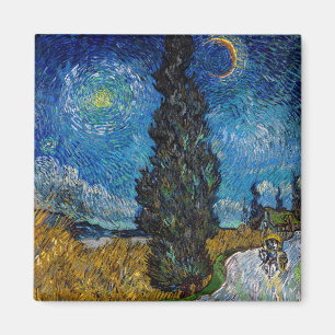 Aimant Vincent van Gogh - Route avec cyprès et étoile
