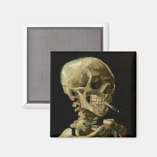 Aimant Vincent Van Gogh Skeleton avec une cigarette brûla (Recto/Verso)