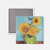 Aimant Vincent Van Gogh - Trois tournesols dans un vase (Recto/Verso)