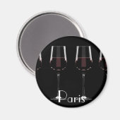 Aimant Vins avec vin rouge sur noir (Recto/Verso)