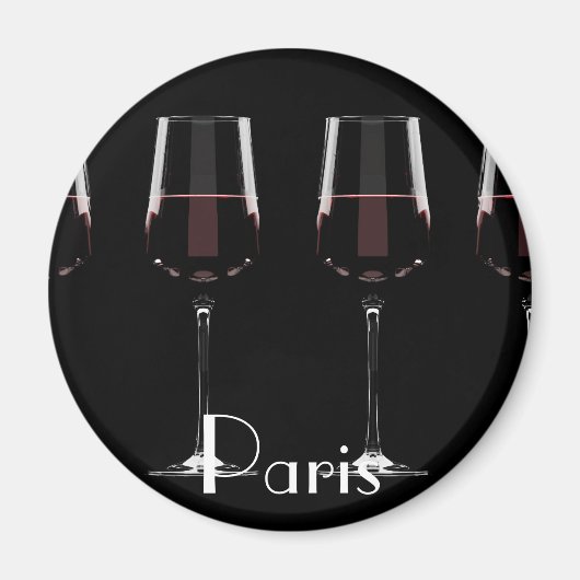 Aimant Vins avec vin rouge sur noir (Devant)