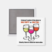 Aimant Vins de caricature Verre mi-Vin vide Humour (Recto/Verso)