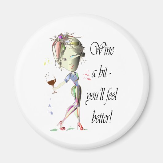 Aimant Vins un peu - vous vous sentirez mieux ! Dons de v (Devant)