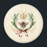 Aimant Vintage<br><div class="desc">Moderne Vintage Botanique Queen Bee miel insecte,  rétro vintage élégant feuillage,  bouquet de fleurs jardin botanique,  printemps de la feuille florale,  illustration aquarelle dessin luxe,  couronne art queen nectar,  jolie beauté buzz,  ailes jaunes animal,  or sauvage abeille nature,  insecte bee miel insecte, </div>