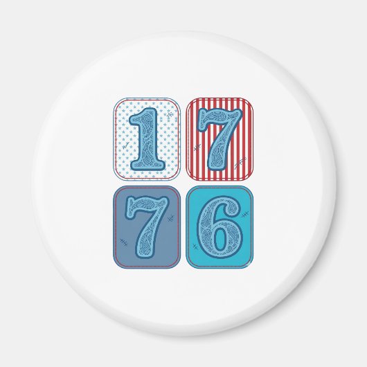 Aimant Vintage 1776 Patchwork Patriotique (Devant)