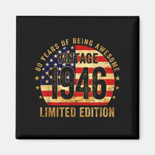 Aimant Vintage 1946 80e Anniversaire 80 Ans Drapeau Améri