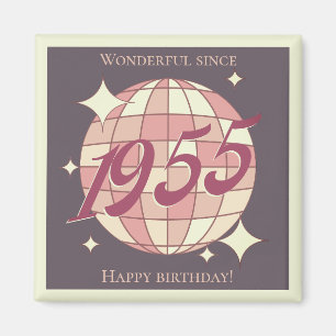 Aimant Vintage 1955 70e anniversaire rétro violet