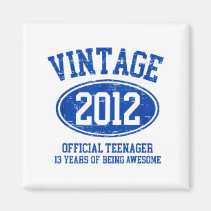 Aimant Vintage 2012 Adolescent officiel 13e anniversaire