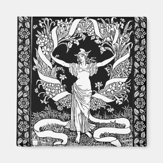 Aimant vintage à couronne de fleurs (Devant)