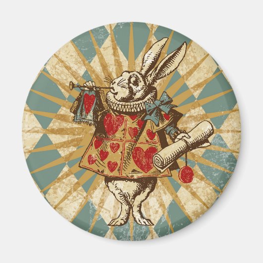 Aimant Vintage Alice White Rabbit (Devant)